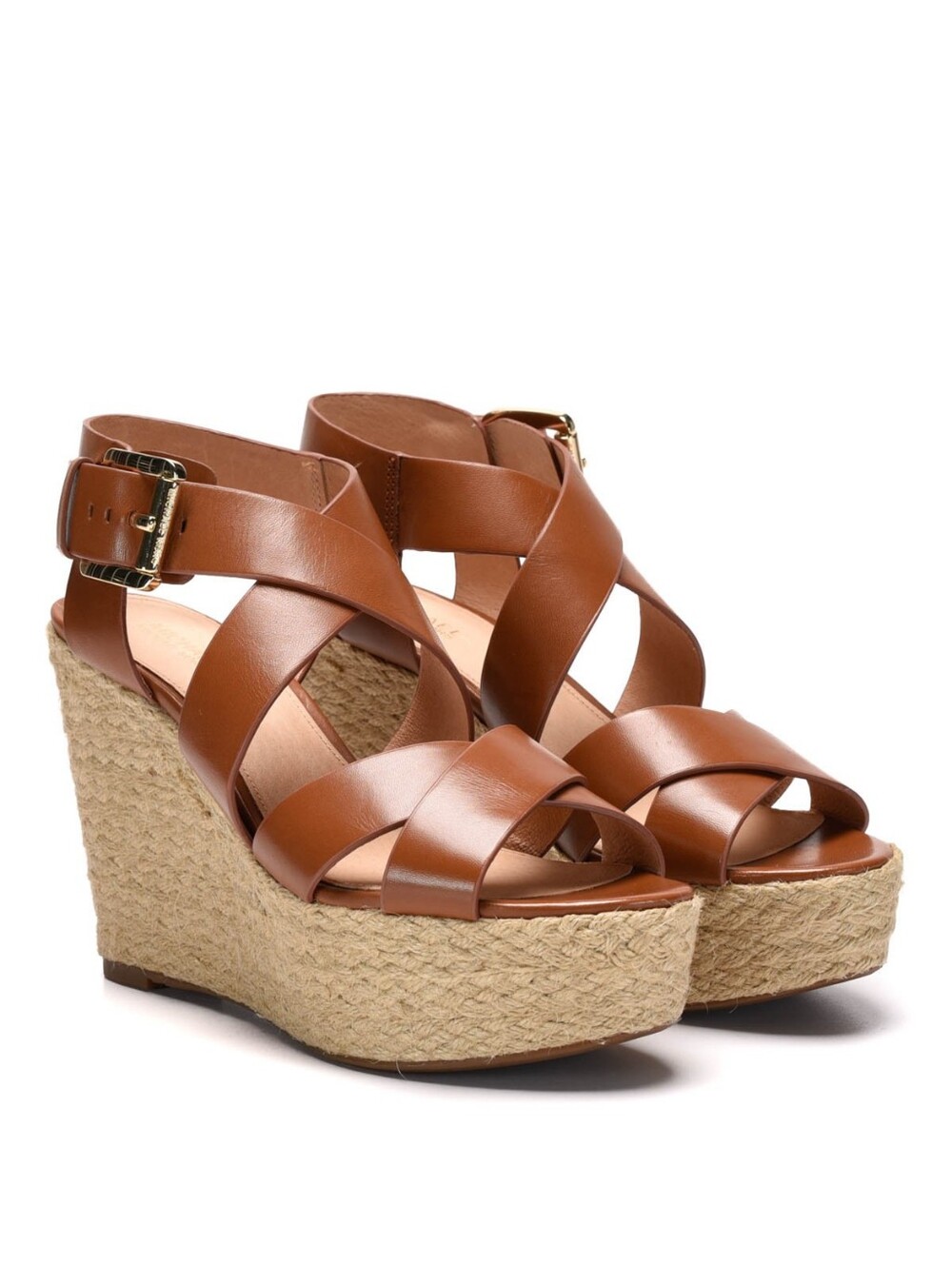MICHAEL KORS GIOVANNA MK LOGO LUGGAGE ESPADRILLE WEDGES US 7.5M